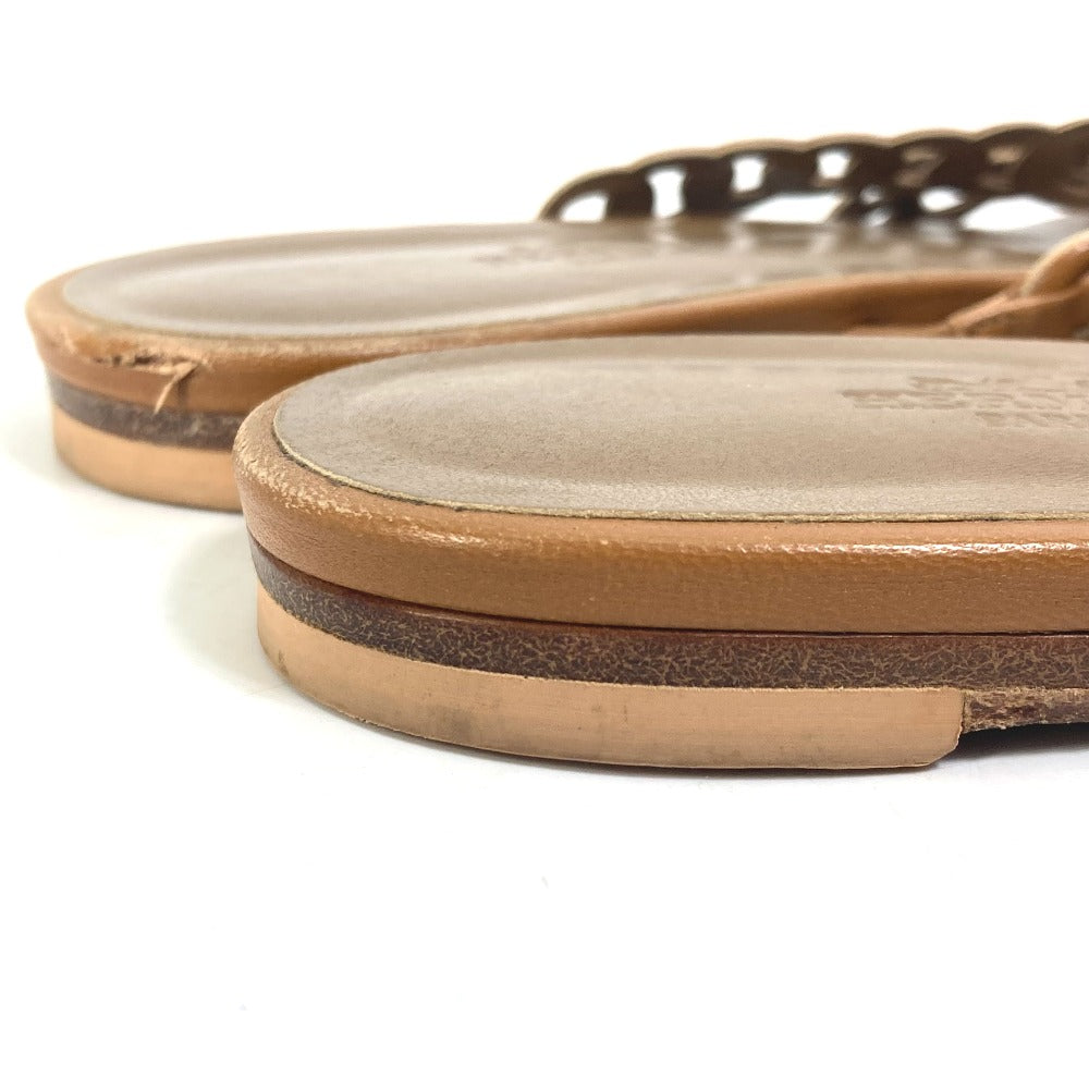 HERMES Sandals leather Brown Chene Dunkle 5 Row Women 40 Used