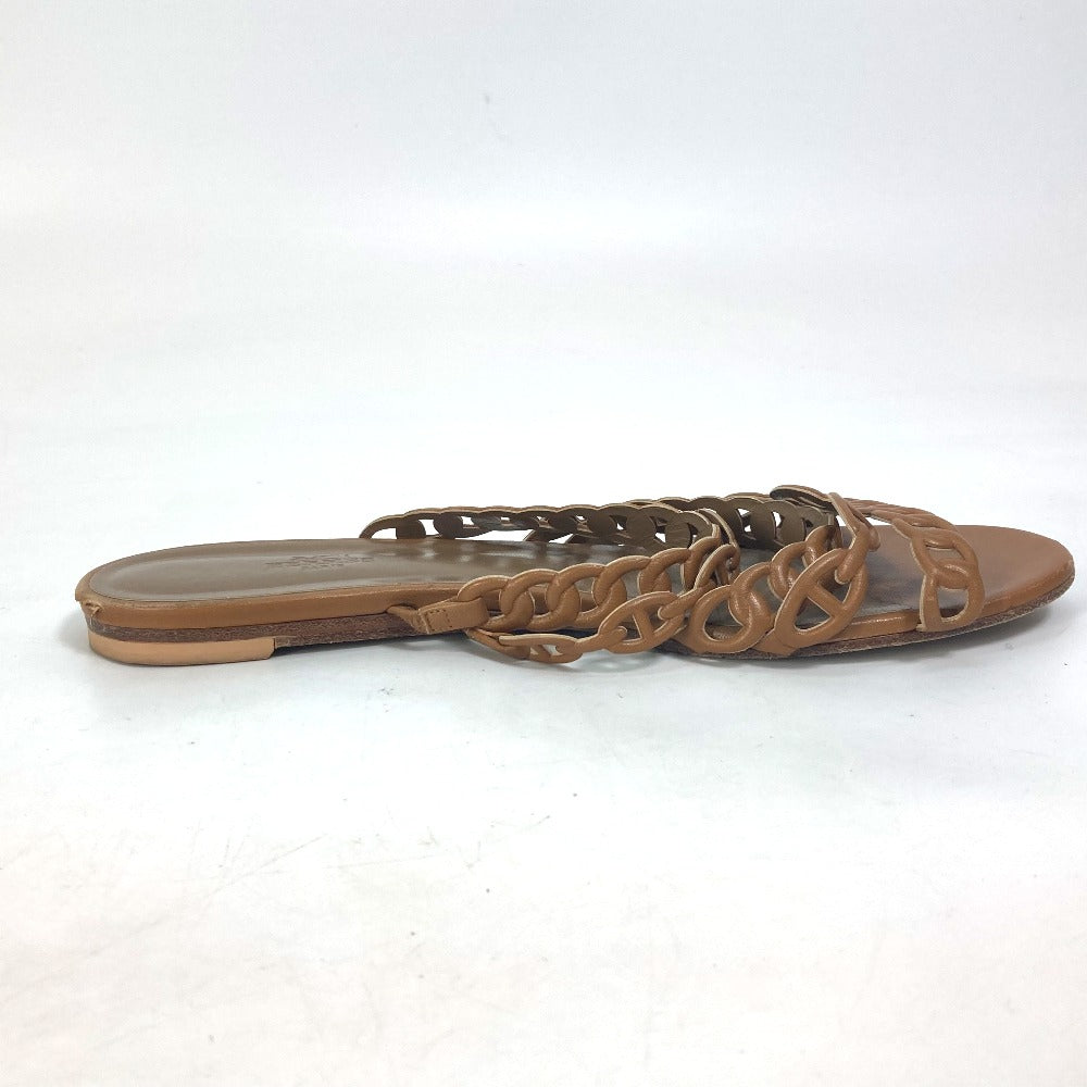 HERMES Sandals leather Brown Chene Dunkle 5 Row Women 40 Used