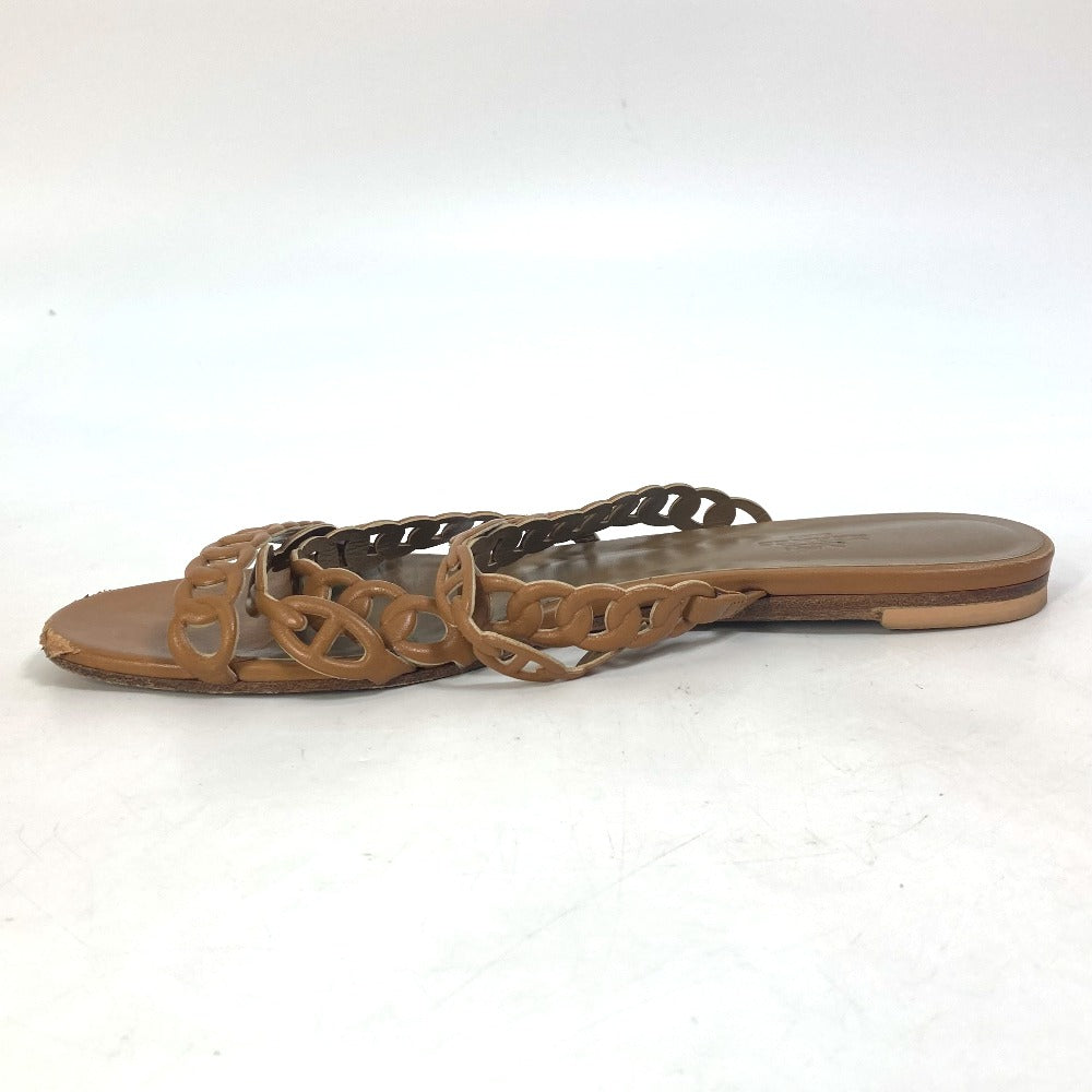 HERMES Sandals leather Brown Chene Dunkle 5 Row Women 40 Used