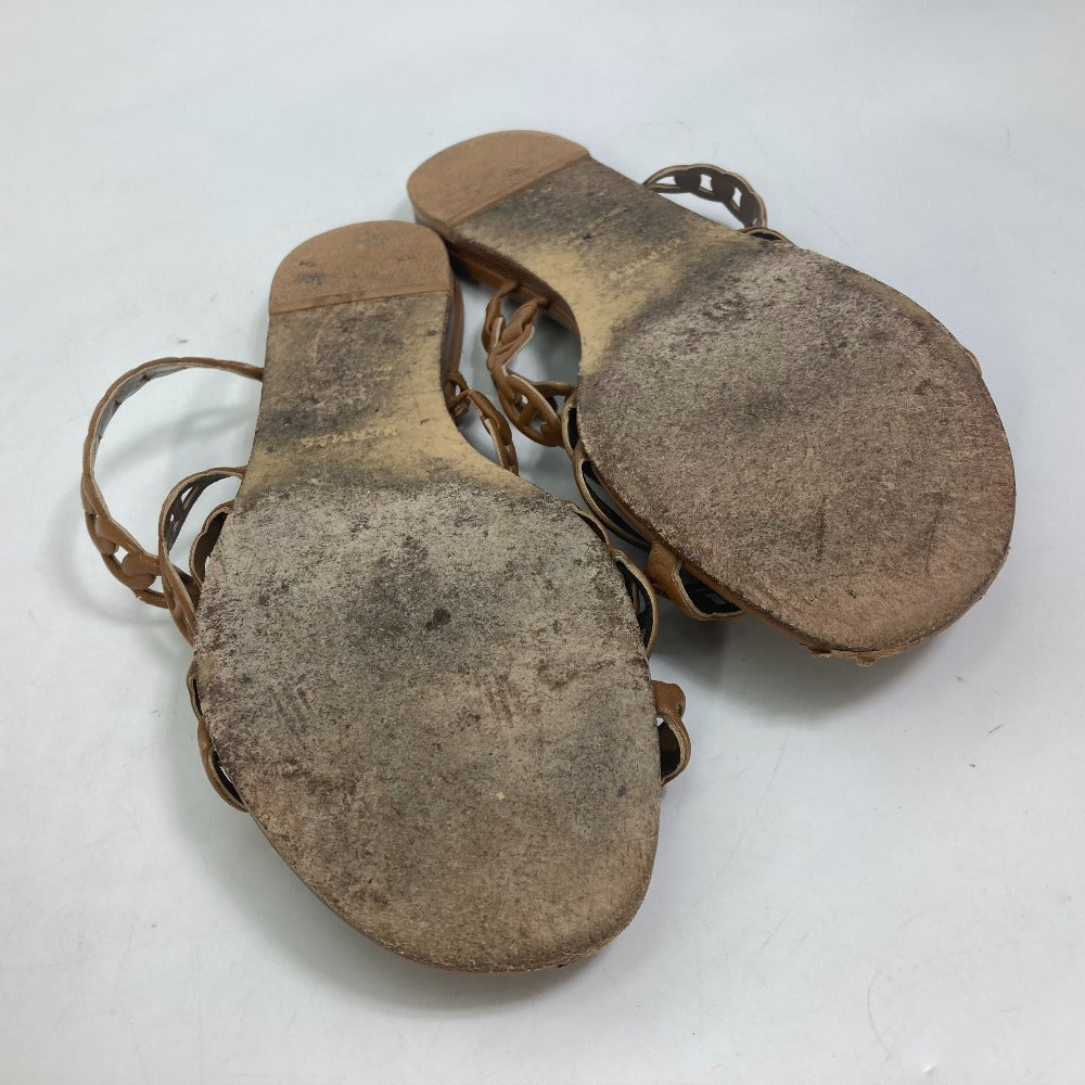 HERMES Sandals leather Brown Chene Dunkle 5 Row Women 40 Used
