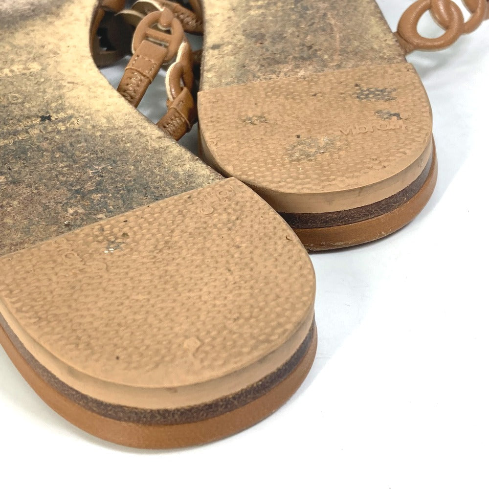 HERMES Sandals leather Brown Chene Dunkle 5 Row Women 40 Used