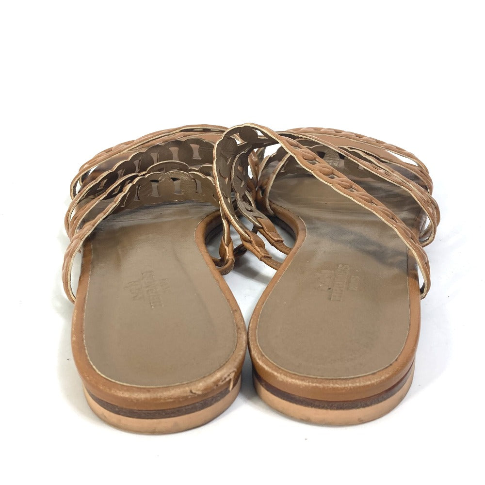 HERMES Sandals leather Brown Chene Dunkle 5 Row Women 40 Used