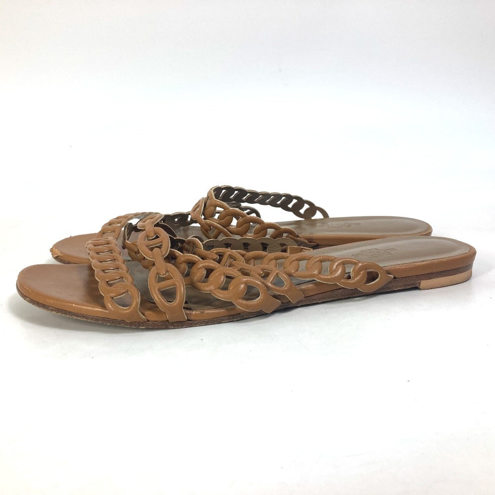 HERMES Sandals leather Brown Chene Dunkle 5 Row Women 40 Used
