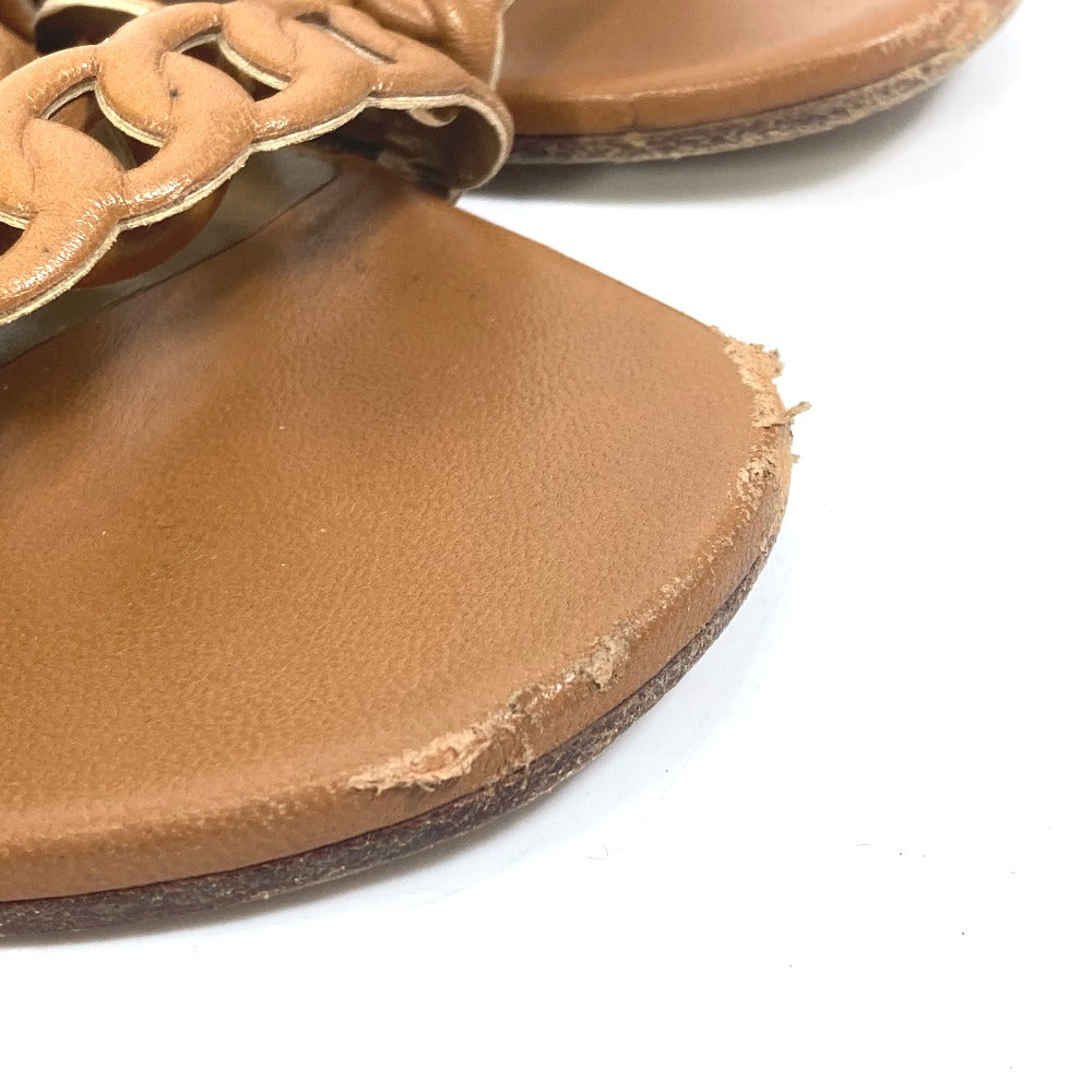 HERMES Sandals leather Brown Chene Dunkle 5 Row Women 40 Used