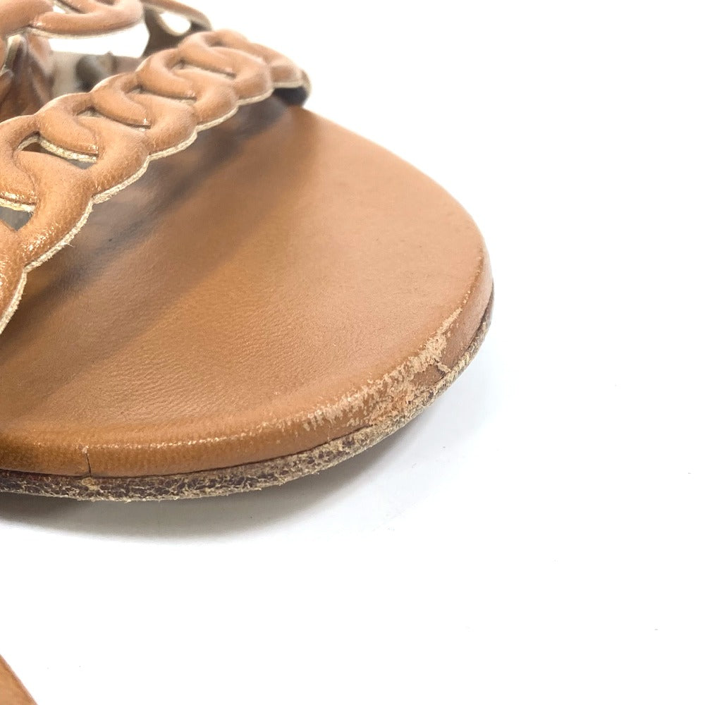 HERMES Sandals leather Brown Chene Dunkle 5 Row Women 40 Used