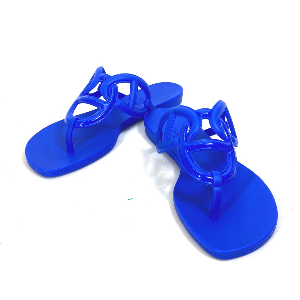 HERMES Sandals rubber blue Flat thong shoes Chene Dunkle Egeri Women 36 Used