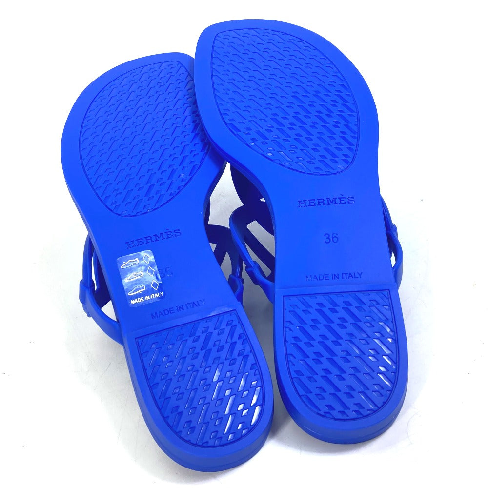HERMES Sandals rubber blue Flat thong shoes Chene Dunkle Egeri Women 36 Used