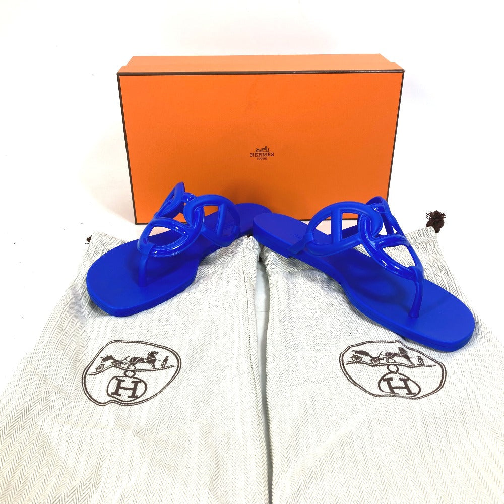 HERMES Sandals rubber blue Flat thong shoes Chene Dunkle Egeri Women 36 Used