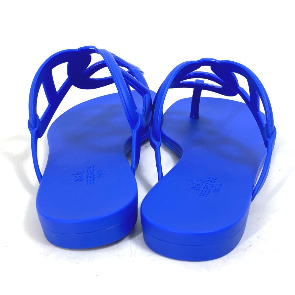 HERMES Sandals rubber blue Flat thong shoes Chene Dunkle Egeri Women 36 Used