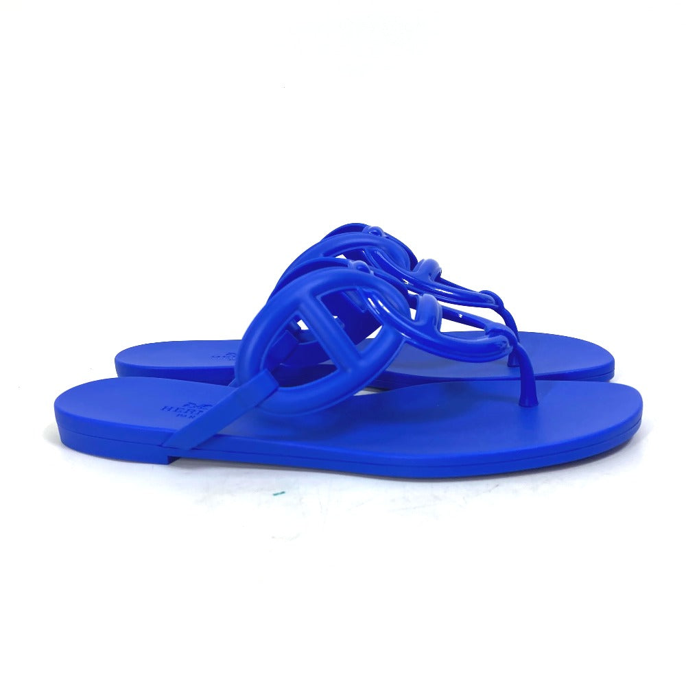 HERMES Sandals rubber blue Flat thong shoes Chene Dunkle Egeri Women 36 Used