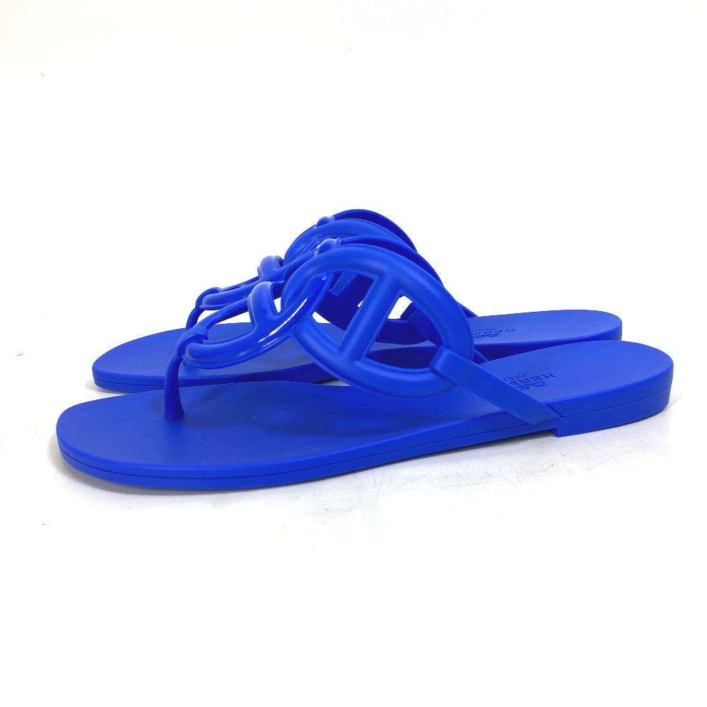 HERMES Sandals rubber blue Flat thong shoes Chene Dunkle Egeri Women 36 Used
