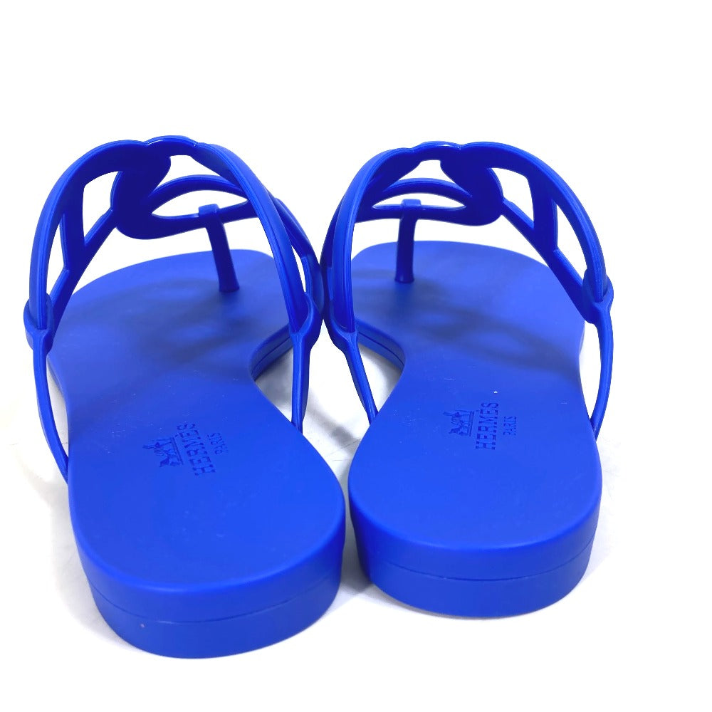 HERMES Sandals rubber blue Flat thong shoes Chene Dunkle Egeri Women 36 Used