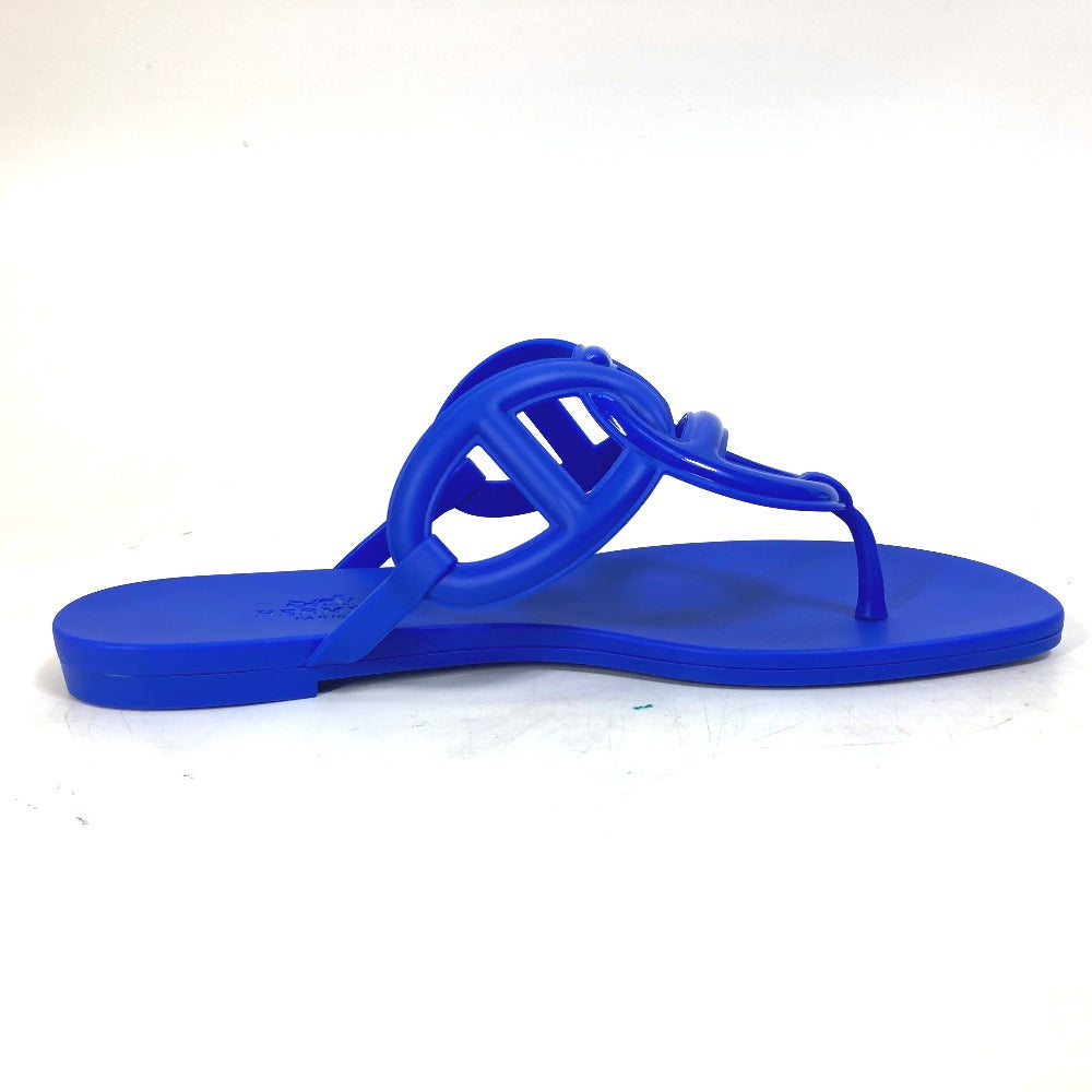 HERMES Sandals rubber blue Flat thong shoes Chene Dunkle Egeri Women 36 Used