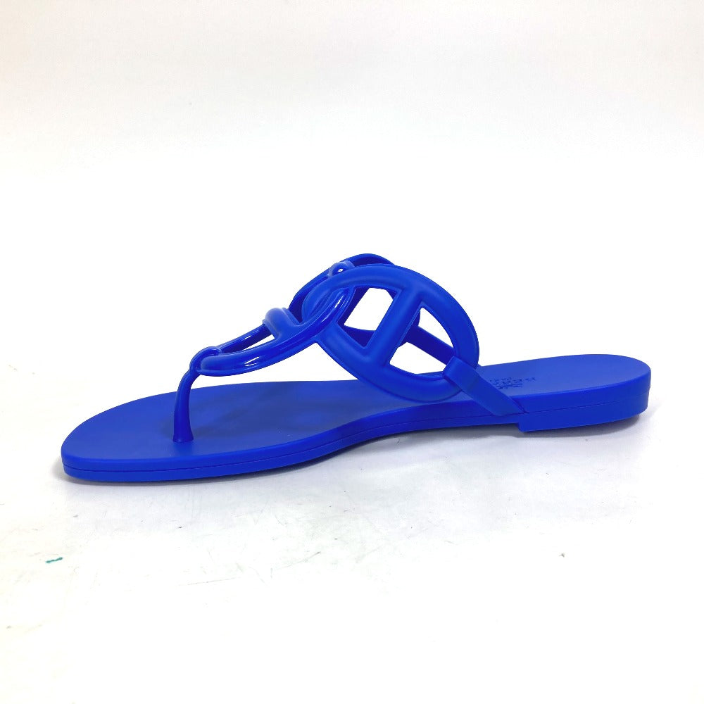 HERMES Sandals rubber blue Flat thong shoes Chene Dunkle Egeri Women 36 Used