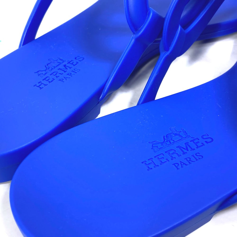 HERMES Sandals rubber blue Flat thong shoes Chene Dunkle Egeri Women 36 Used
