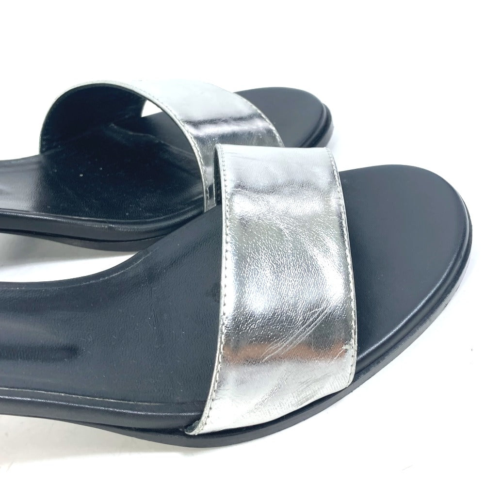 HERMES Sandals leather Silver Two-tone heel shoes Money 37 1/2