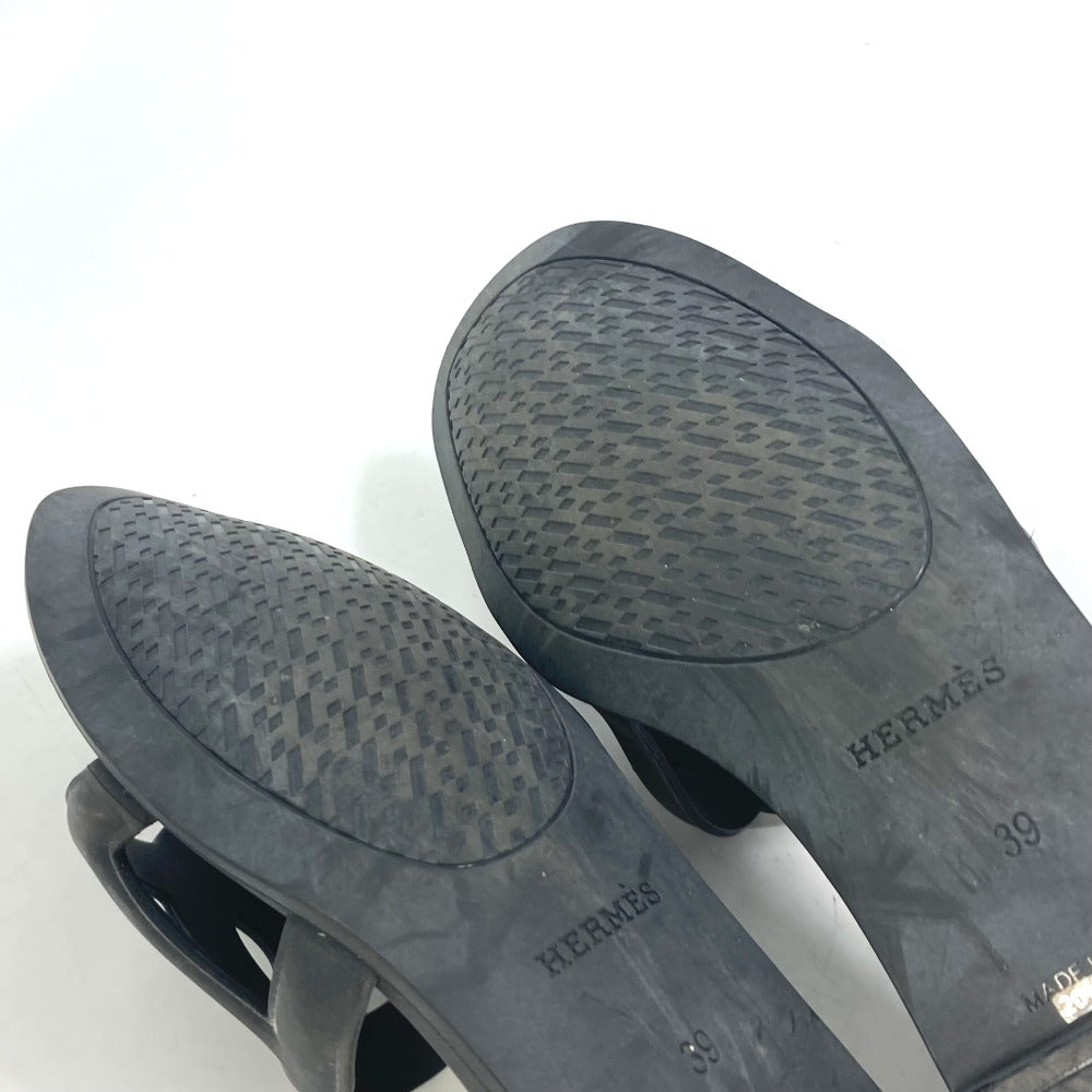 HERMES Sandals rubber black shoes flats flats Aloha Chene Dunkle Women 39 Used