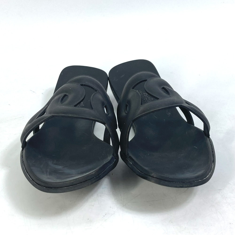 HERMES Sandals rubber black shoes flats flats Aloha Chene Dunkle Women 39 Used