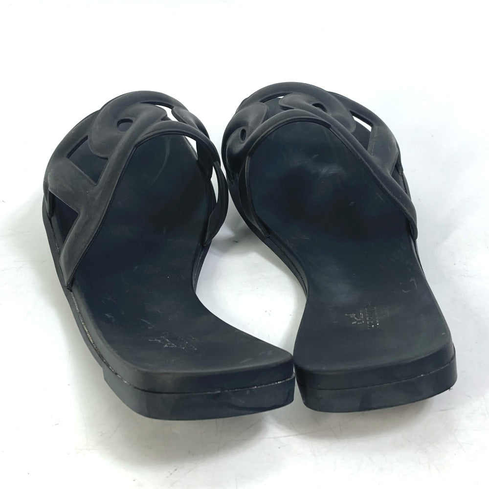 HERMES Sandals rubber black shoes flats flats Aloha Chene Dunkle Women 39 Used