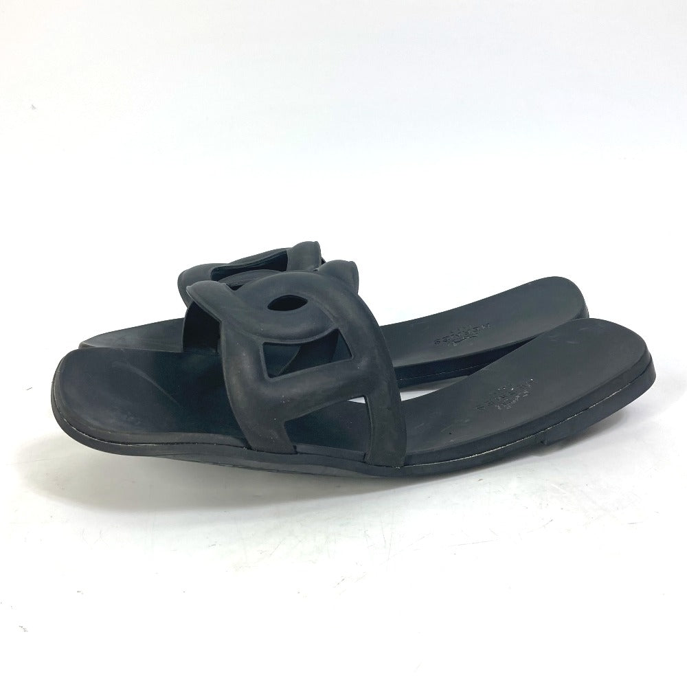 HERMES Sandals rubber black shoes flats flats Aloha Chene Dunkle Women 39 Used
