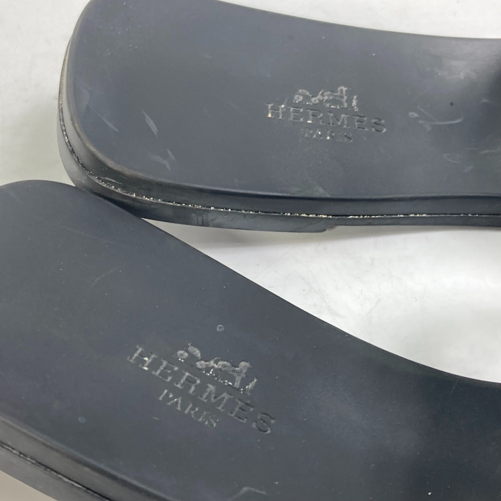 HERMES Sandals rubber black shoes flats flats Aloha Chene Dunkle Women 39 Used