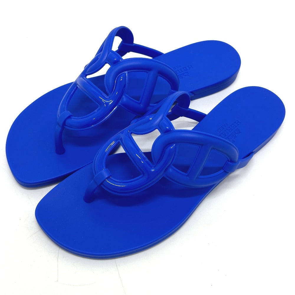 HERMES Sandals rubber blue Flat thong shoes Chene Dunkle Egeri Women 35 Used