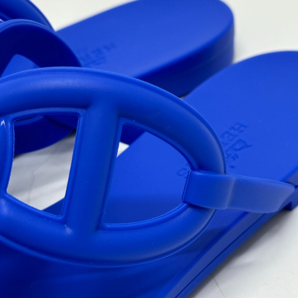HERMES Sandals rubber blue Flat thong shoes Chene Dunkle Egeri Women 35 Used