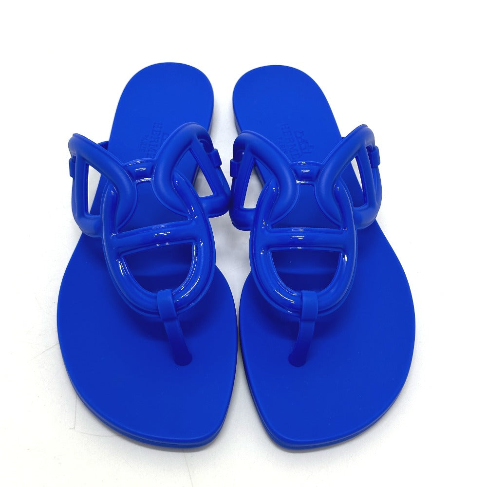 HERMES Sandals rubber blue Flat thong shoes Chene Dunkle Egeri Women 35 Used