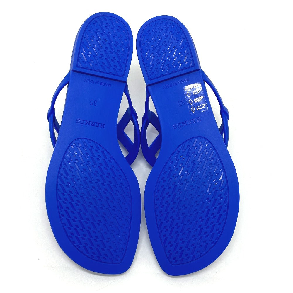 HERMES Sandals rubber blue Flat thong shoes Chene Dunkle Egeri Women 35 Used