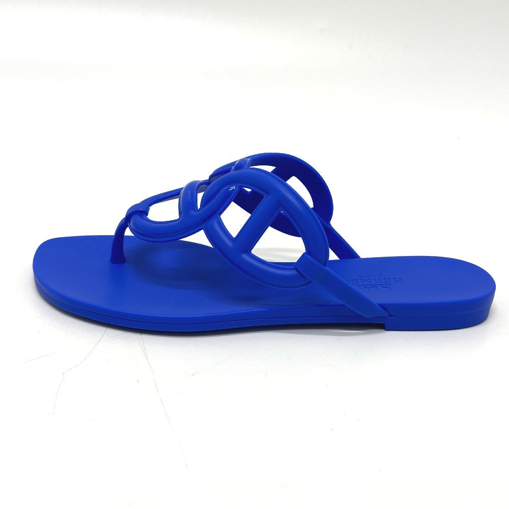 HERMES Sandals rubber blue Flat thong shoes Chene Dunkle Egeri Women 35 Used