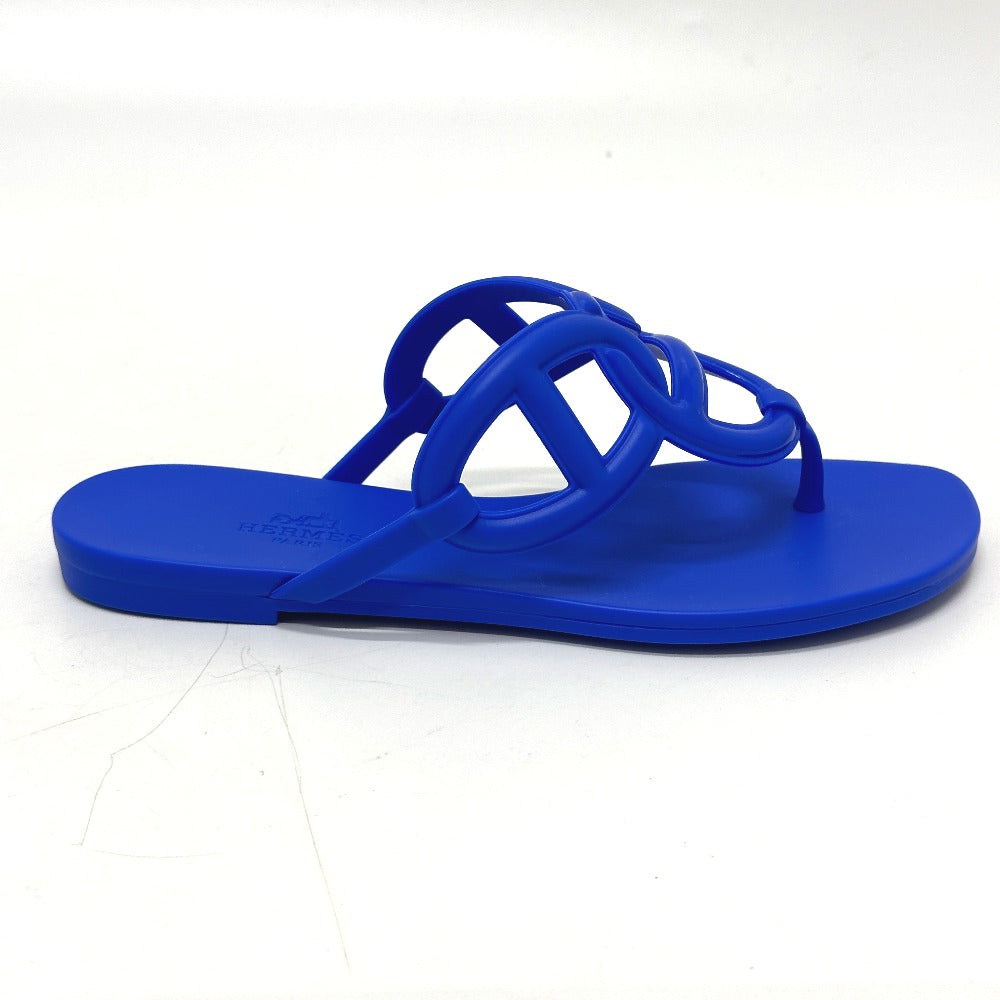 HERMES Sandals rubber blue Flat thong shoes Chene Dunkle Egeri Women 35 Used