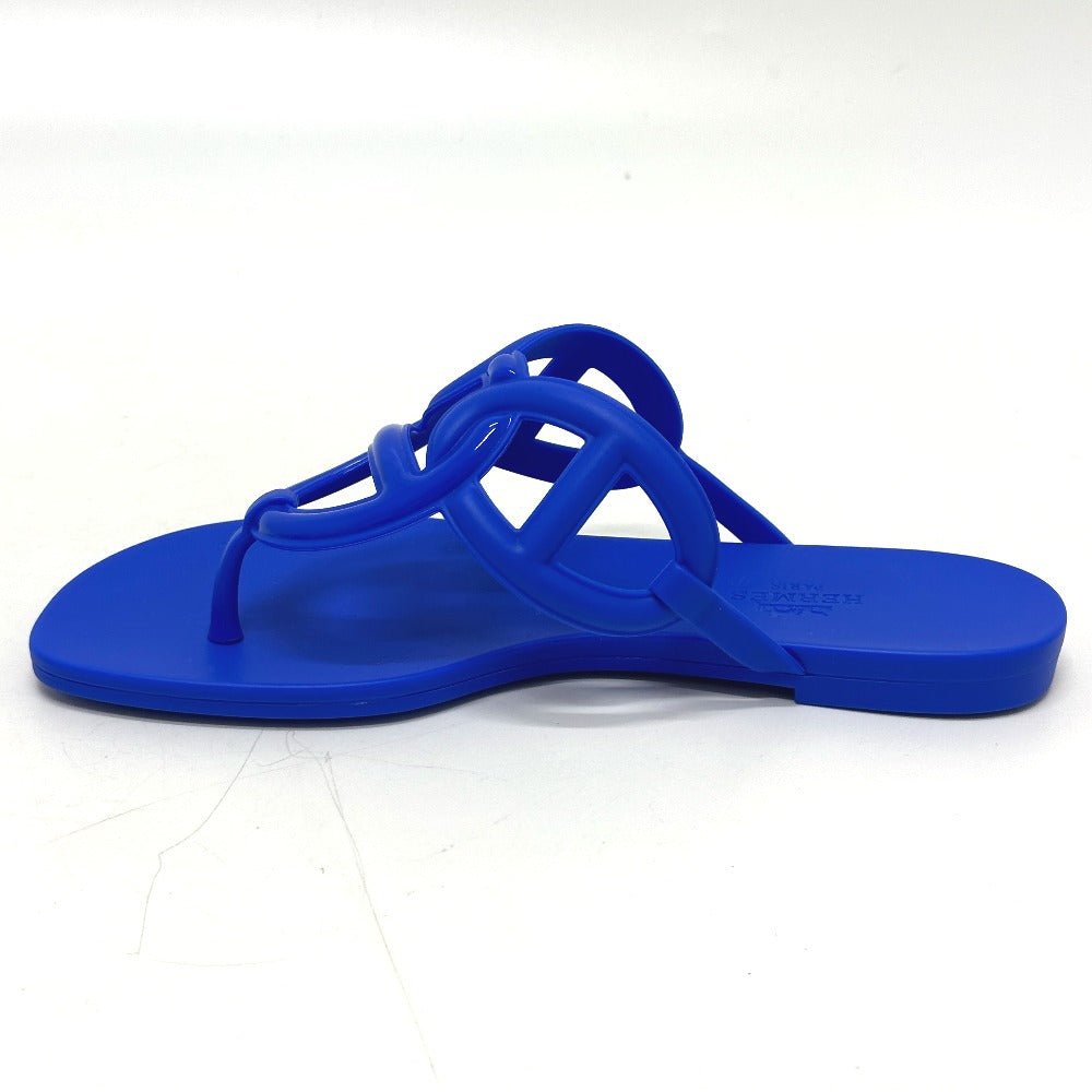 HERMES Sandals rubber blue Flat thong shoes Chene Dunkle Egeri Women 35 Used