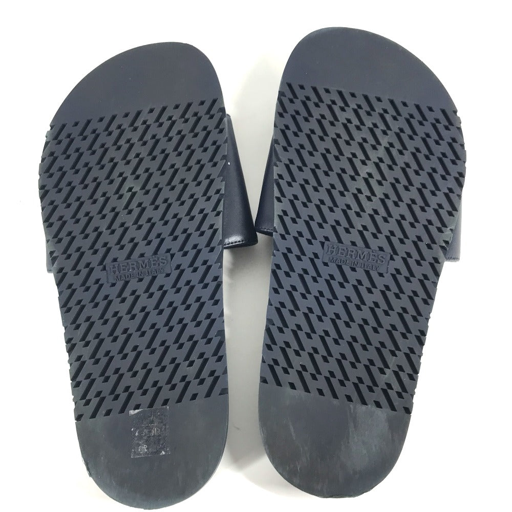 HERMES Sandals leather Navy Shoes Shower sandals Pool sandals Slide sandals Biarritz mens 41 Used