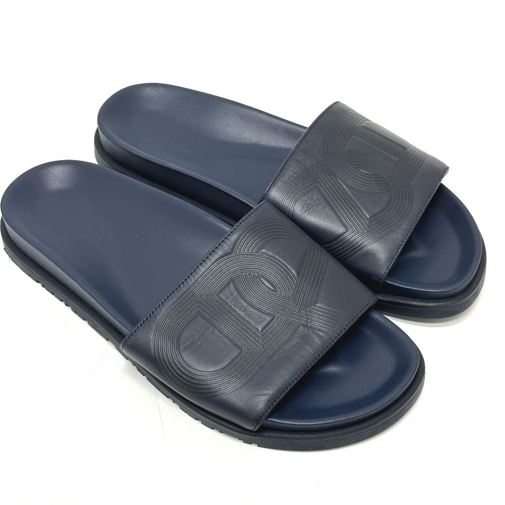 HERMES Sandals leather Navy Shoes Shower sandals Pool sandals Slide sandals Biarritz mens 41 Used