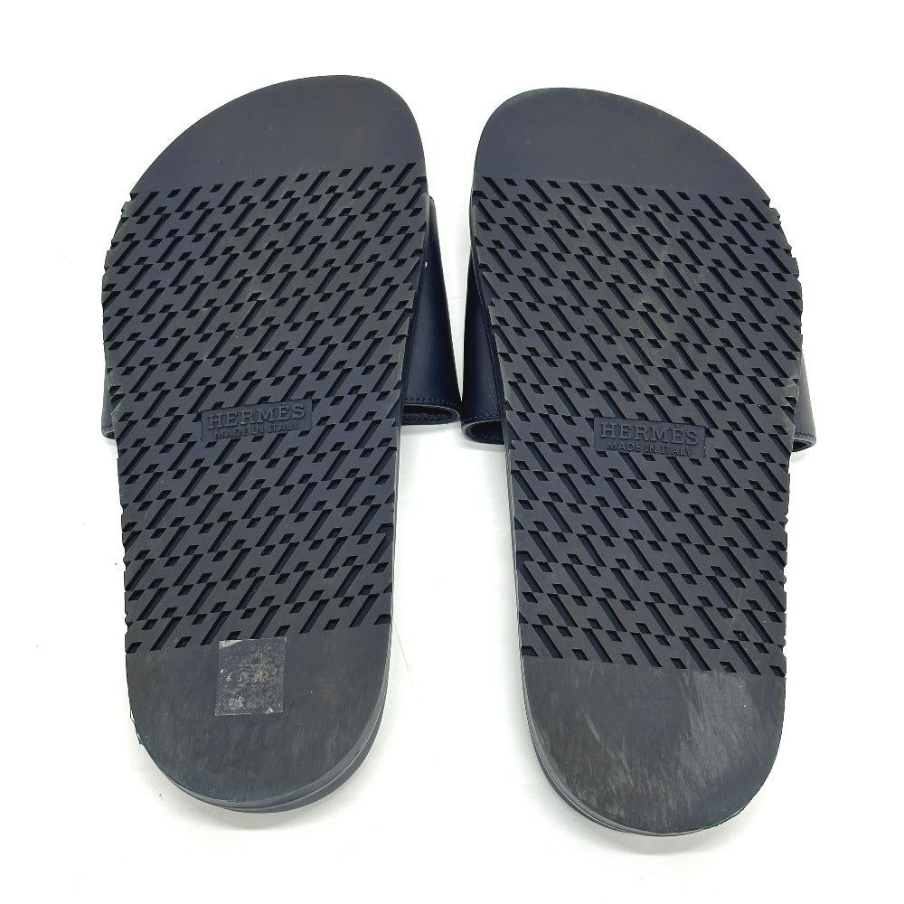 HERMES Sandals leather Navy Shoes Shower sandals Pool sandals Slide sandals Biarritz mens 41 Used