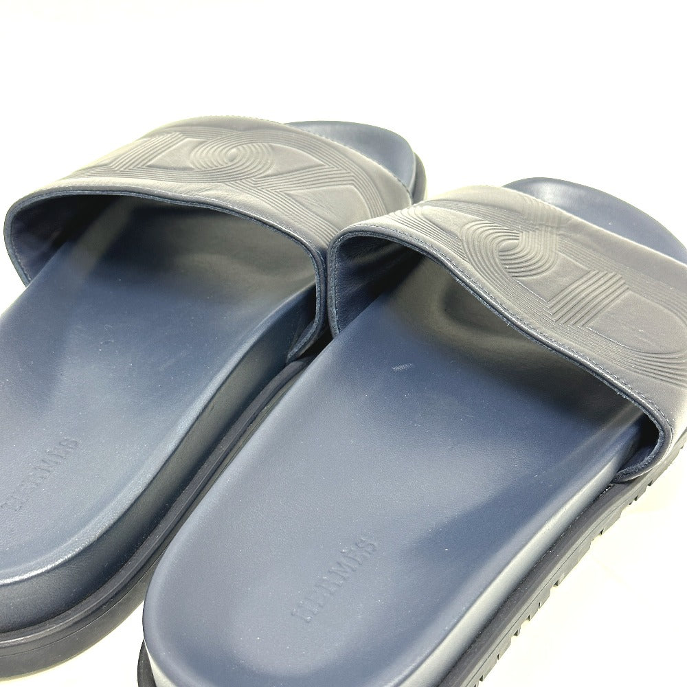 HERMES Sandals leather Navy Shoes Shower sandals Pool sandals Slide sandals Biarritz mens 41 Used