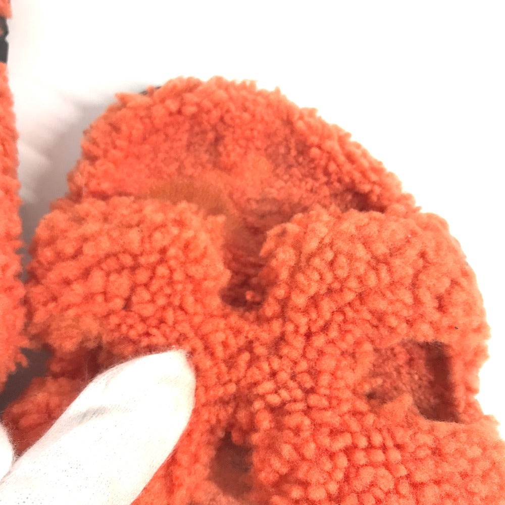 HERMES Sandals Sheepskin, Mouton Orange Fluffy H logo shoes flats Sandals "Chypre" Women 36 Used