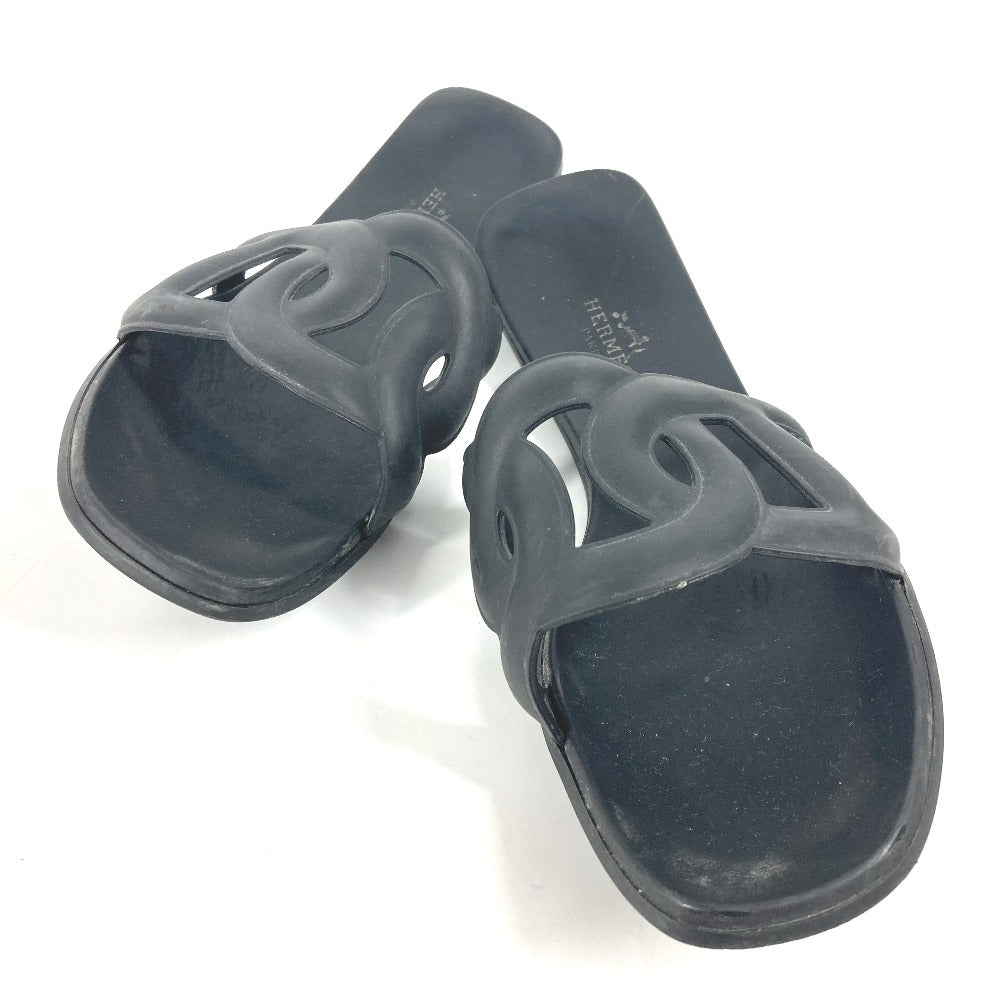 HERMES Sandals rubber black Aloha Women 38 Used