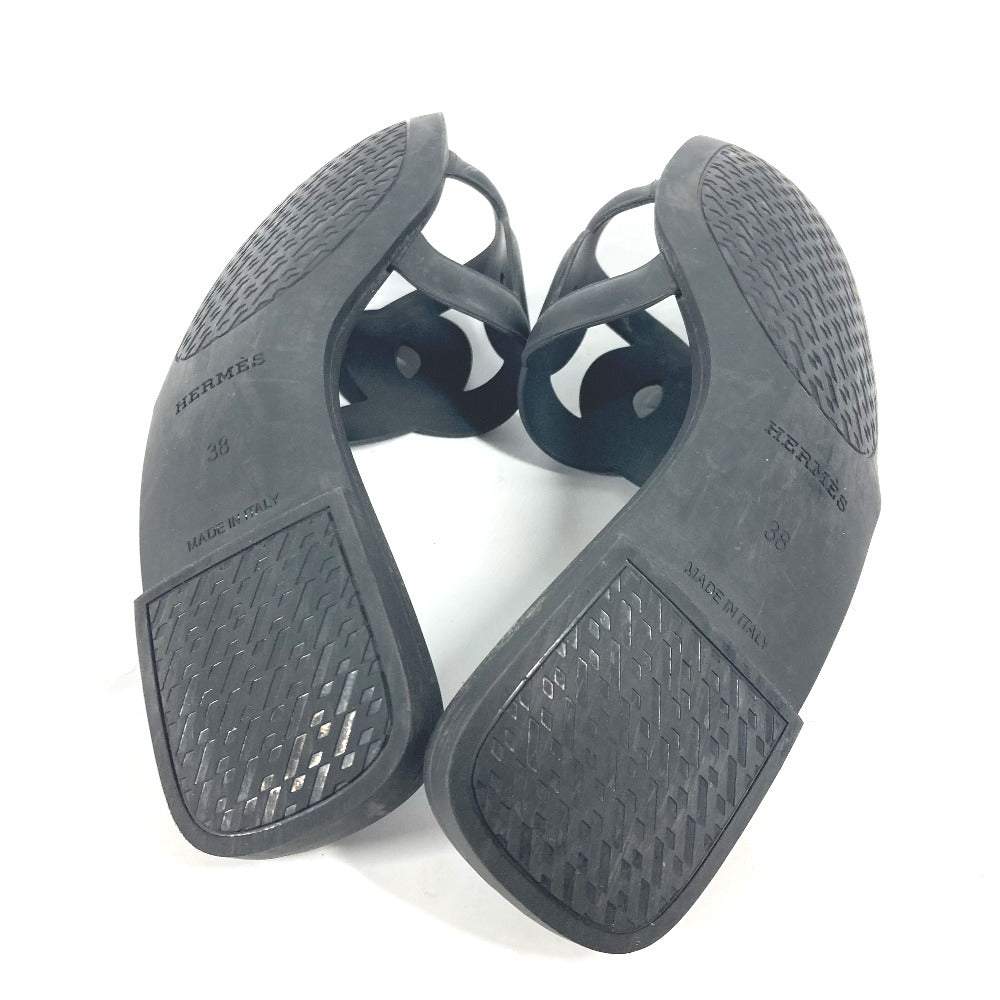 HERMES Sandals rubber black Aloha Women 38 Used