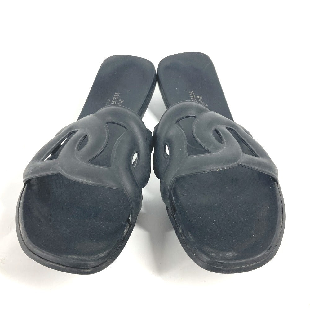 HERMES Sandals rubber black Aloha Women 38 Used
