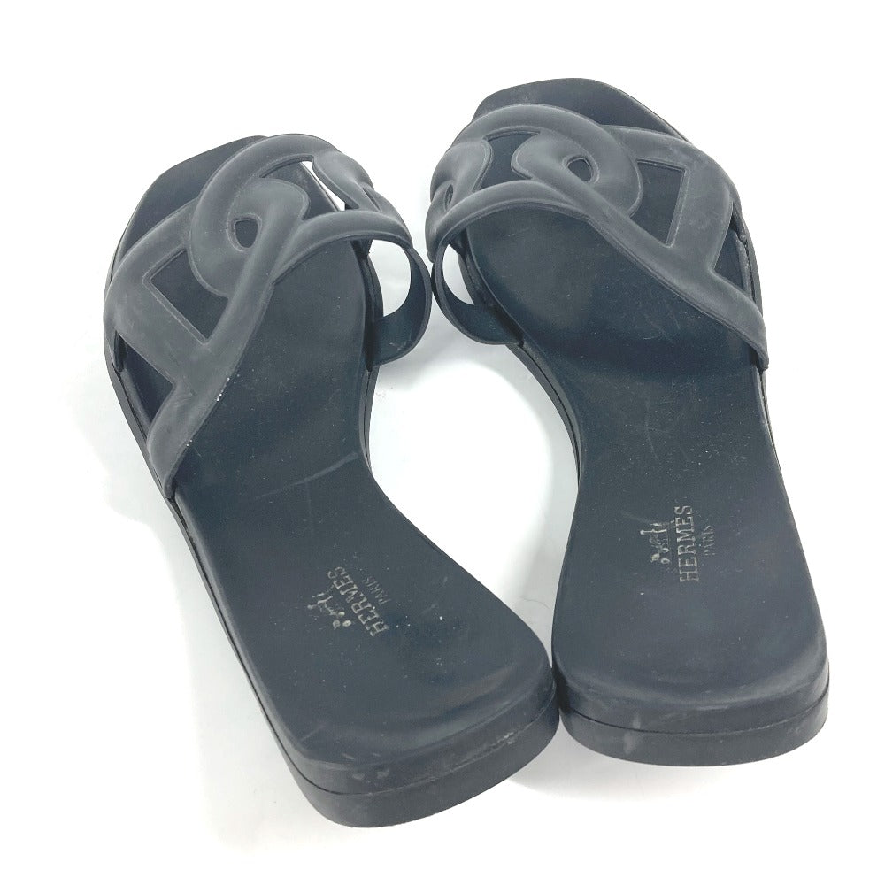 HERMES Sandals rubber black Aloha Women 38 Used