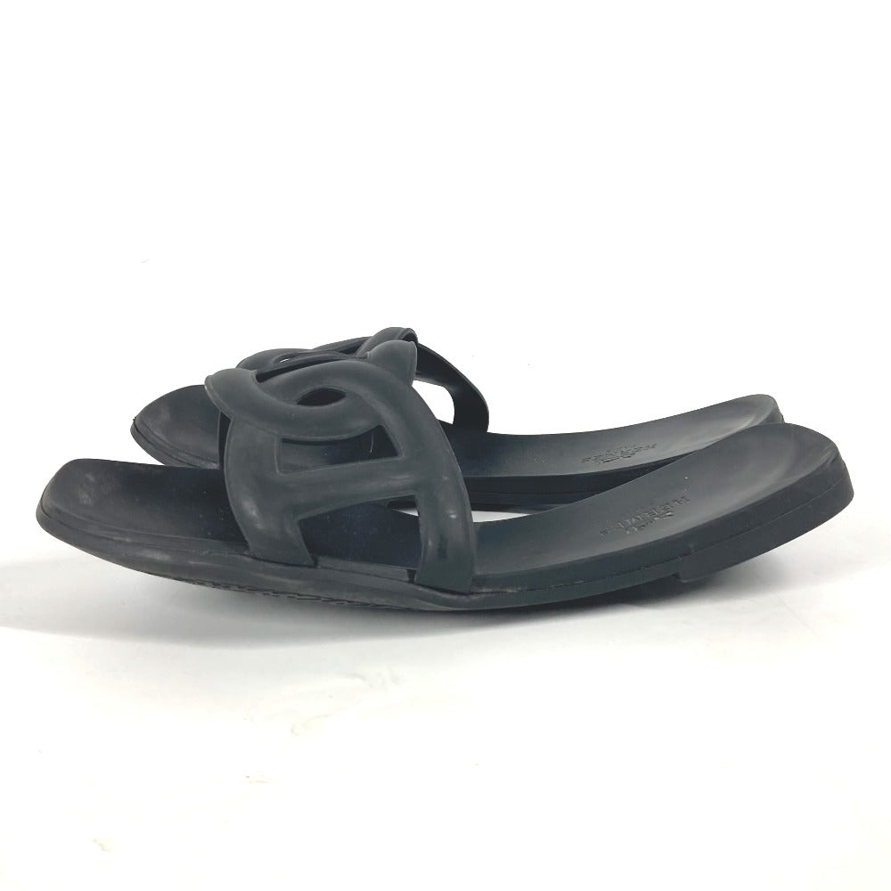HERMES Sandals rubber black Aloha Women 38 Used