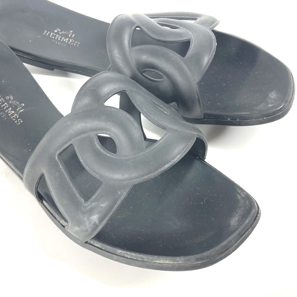 HERMES Sandals rubber black Aloha Women 38 Used