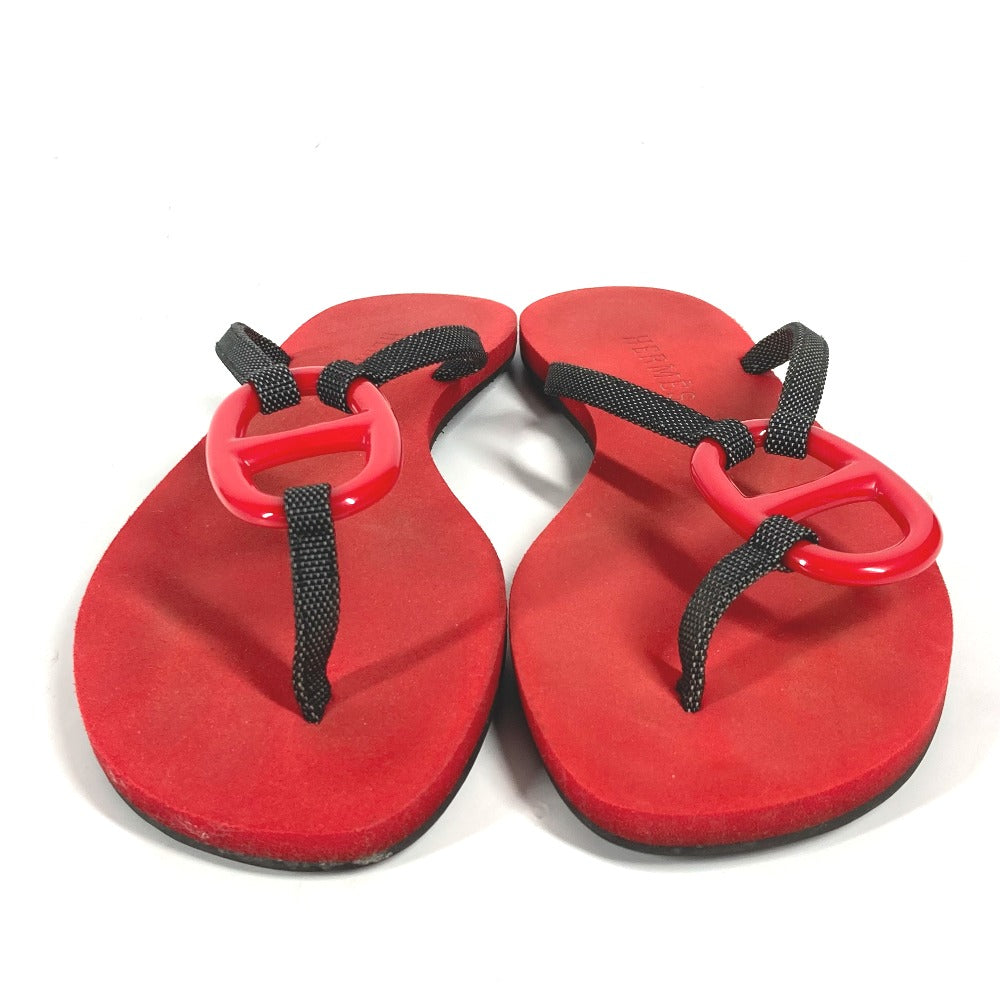 HERMES Sandals Canvas, Plastic Red Chene Dunkle Beach Sandals Caranera Women No size Used