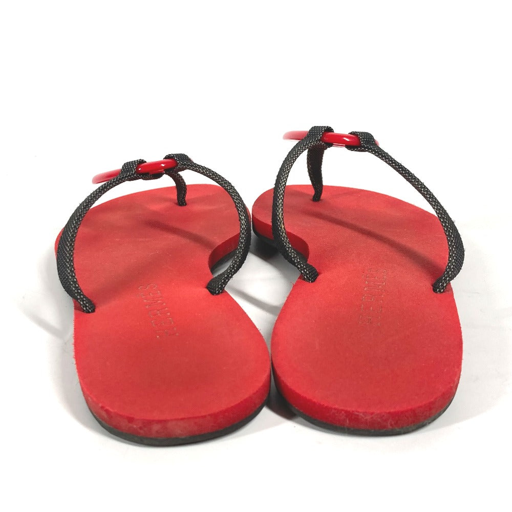 HERMES Sandals Canvas, Plastic Red Chene Dunkle Beach Sandals Caranera Women No size Used