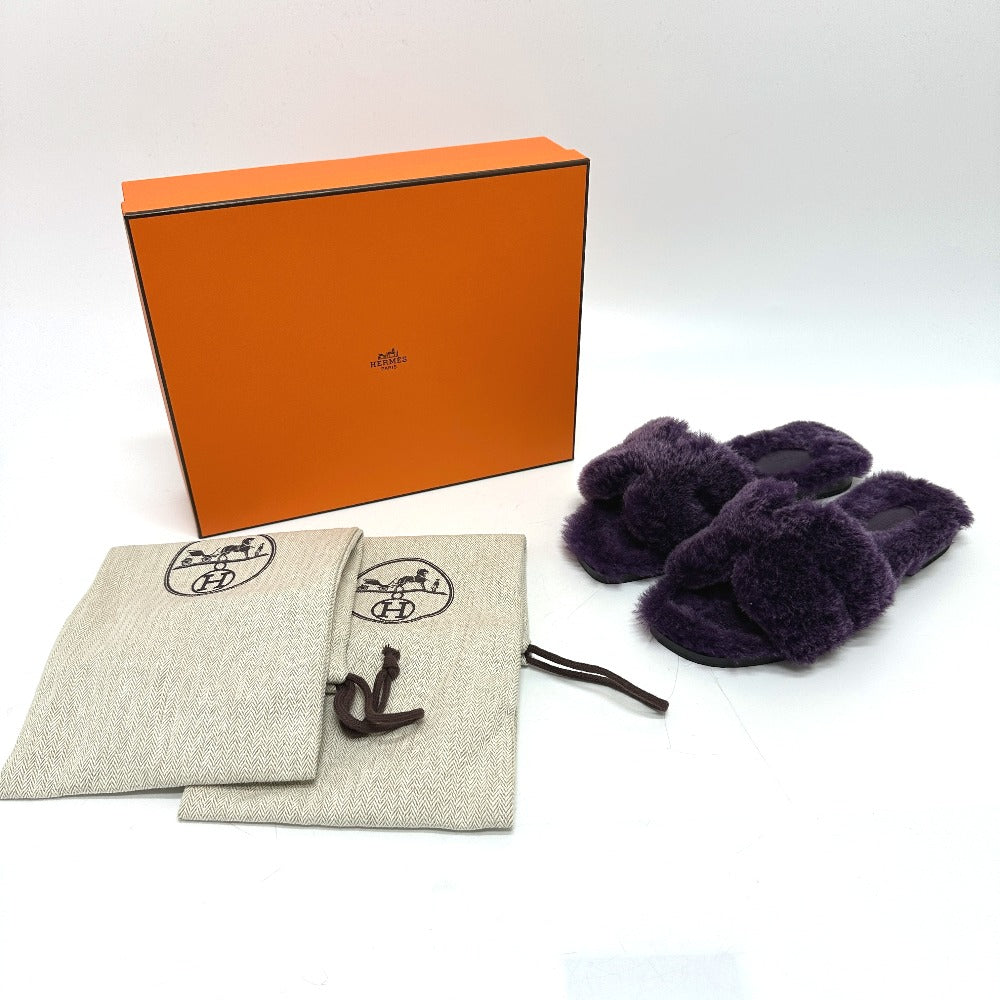 HERMES Sandals Sheepskin purple Oran Sheepskin Women 36 Used