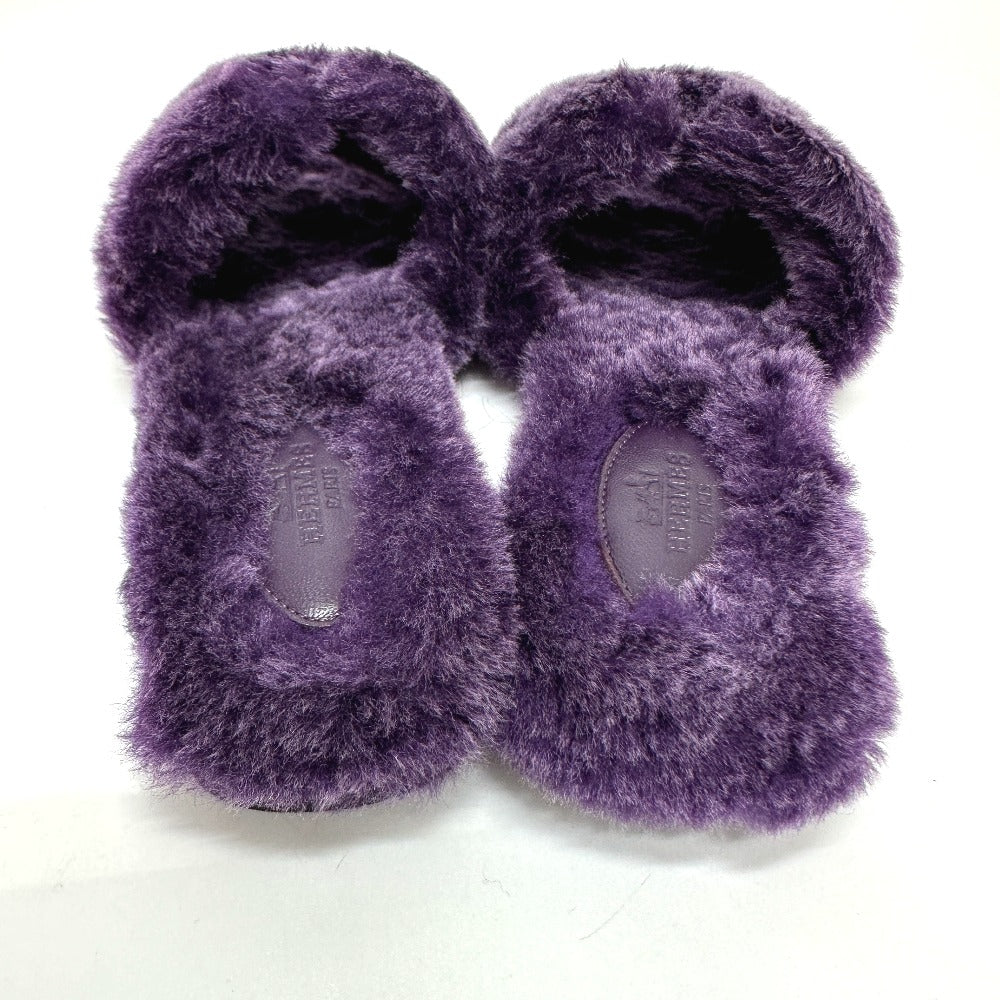 HERMES Sandals Sheepskin purple Oran Sheepskin Women 36 Used