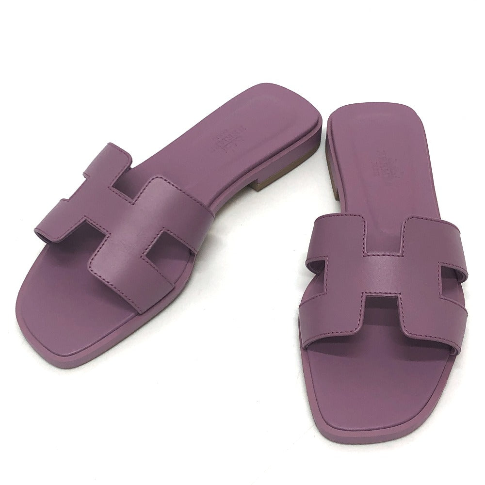 HERMES Sandals H202230Z BR340 leather purple Oran 36