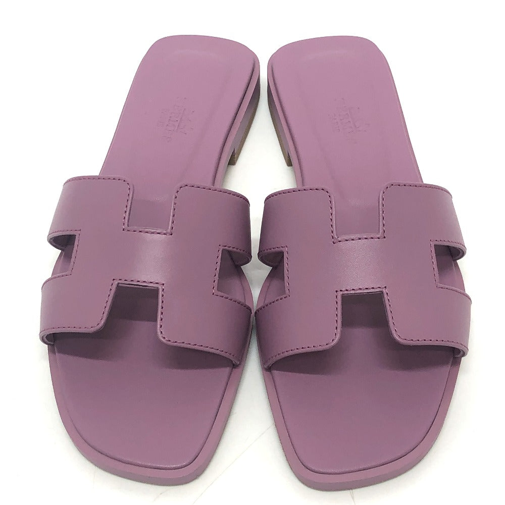 HERMES Sandals H202230Z BR340 leather purple Oran 36