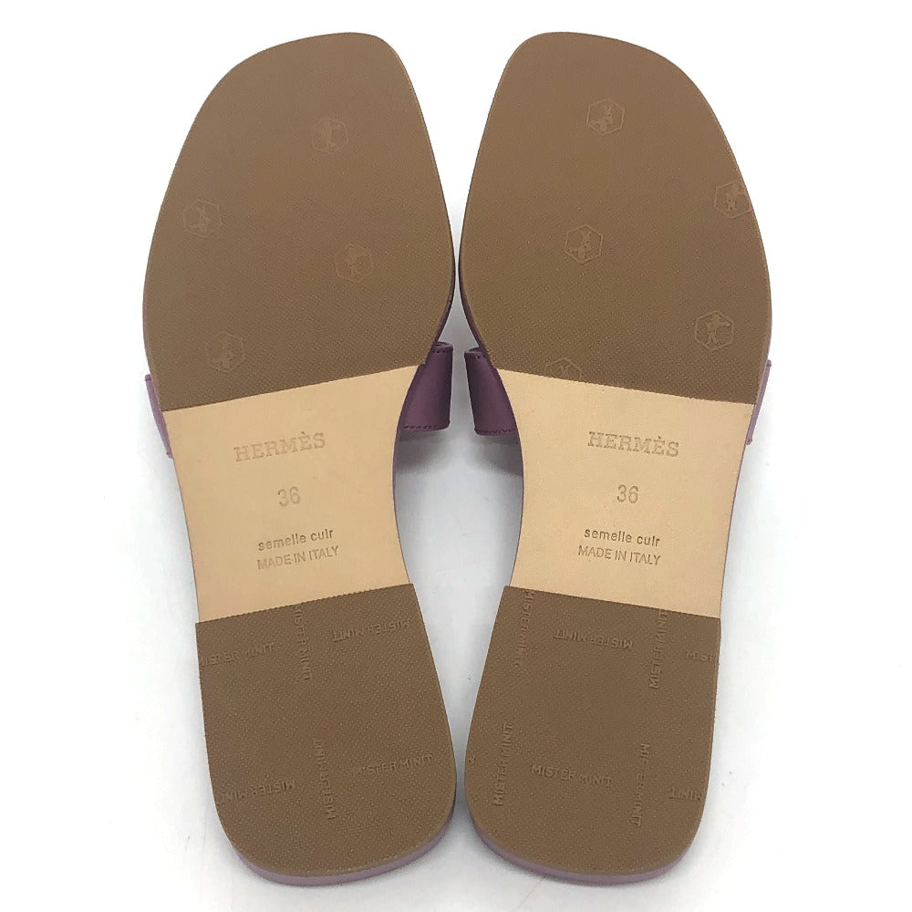 HERMES Sandals H202230Z BR340 leather purple Oran 36